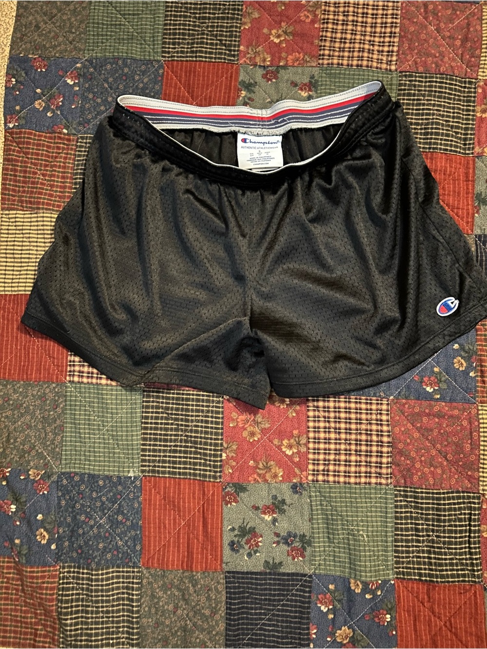 Champion Black Mesh Athletic Shorts with Logo Trim -  Women’s Size Small